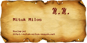 Mituk Milos névjegykártya